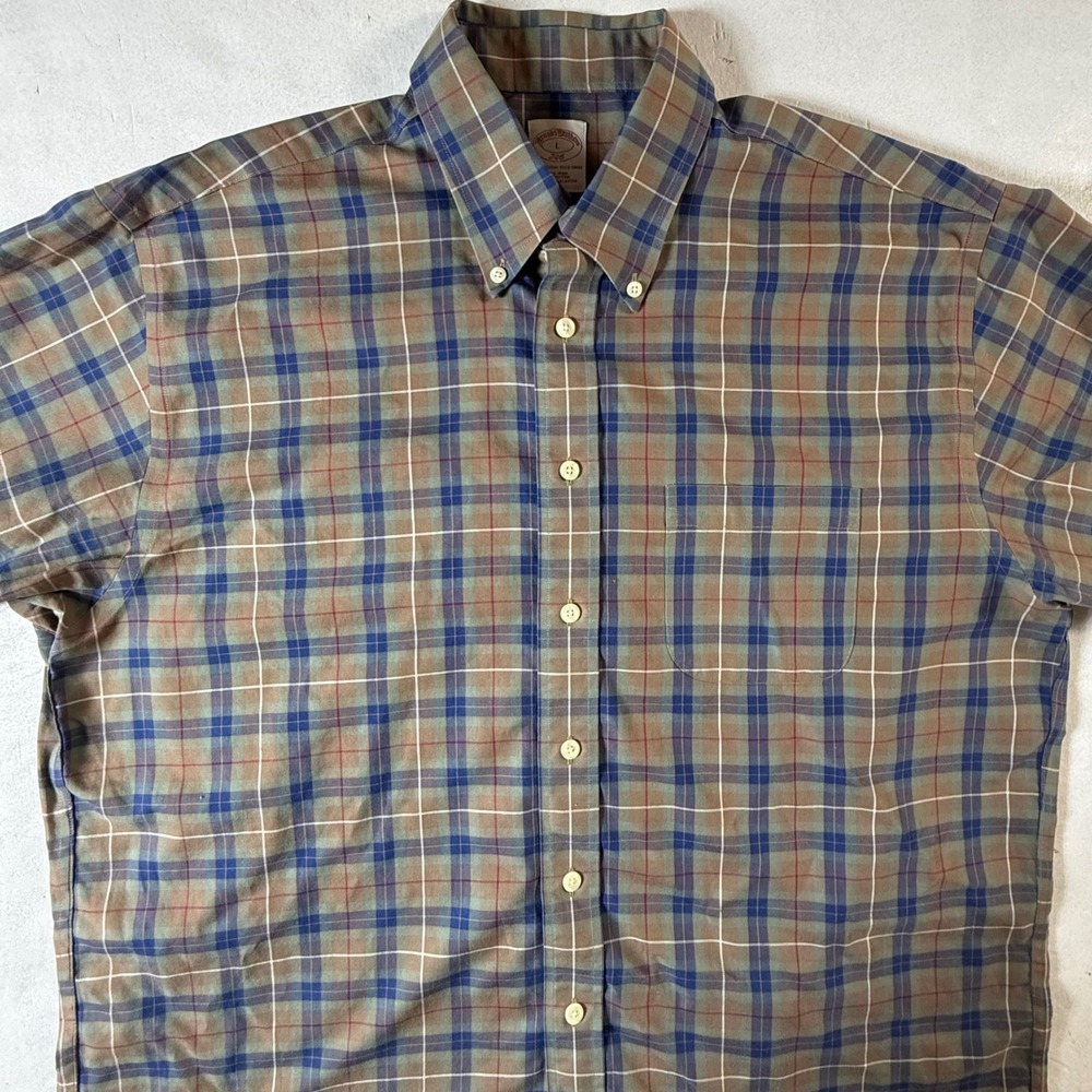 Brooks Brothers 346 Button Down Shirt Mens Large Long Sleeve Plaid Non Iron‎